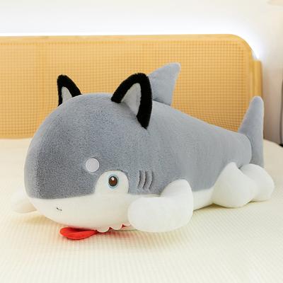 Transform Into a Shark Husky Dog Plush Toy Creative Sleeping Strip Throw Pillow Children's Doll Home Cushion