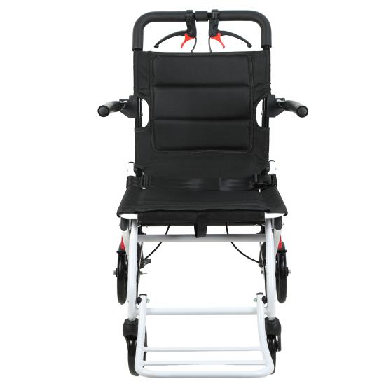 17.7 Inches Transport Wheelchair Lightweight Foldable Wheelchair Portable Aluminum Alloy Travel Wheelchair with Handlebar Brake Lever for Adults