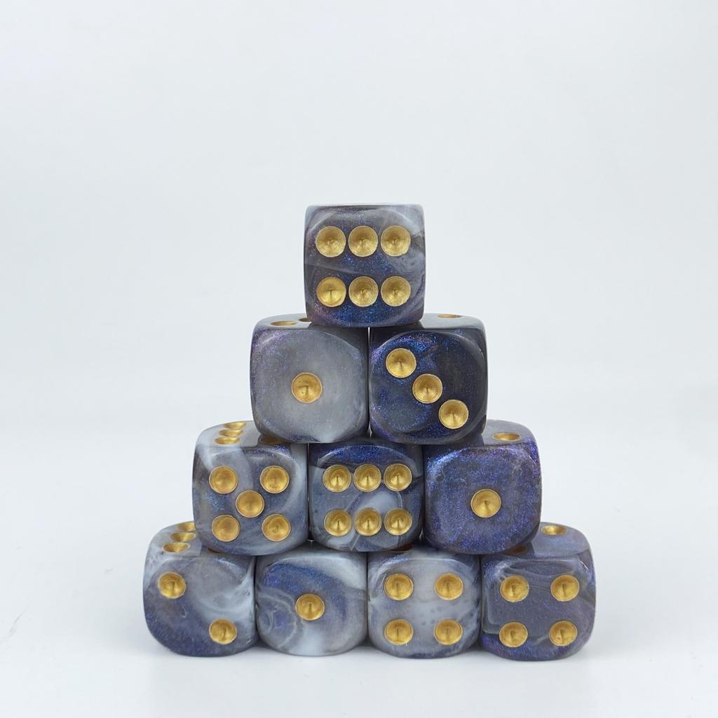 High Quality 10Pieces/Set 16mm Double Color Dazzling  Acrylic Round Corner 6 Sided D6 Point Dice For Family Board Games