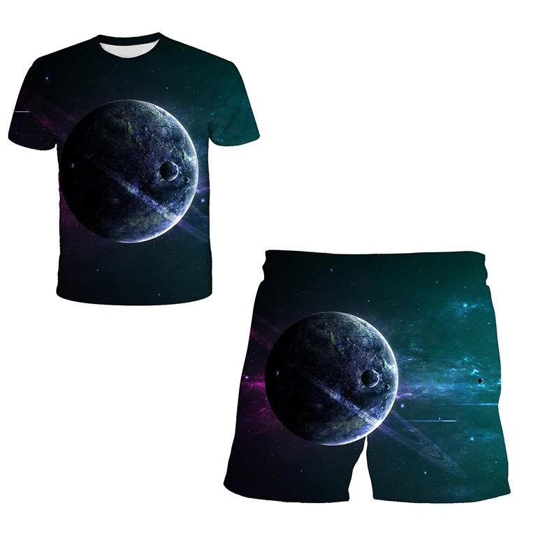 Sommer Neu Weltraum Planet Muster 3D Druck Trainingsanzüge Herren Damen Kurzarm T-Shirt Shorts Sets 2 Stück Sportanzüge Herrenbekleidung