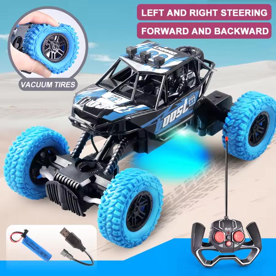 Hot Toy High Speed Remote Control Cars With Colorful Flashing LED Lights Rubber Wheels Off-road Car Toys For Boys Children Gifts синий