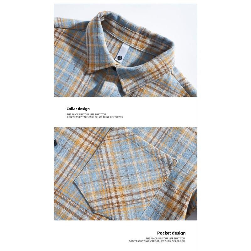 Men's Plaid Button-Up Shirt, Loose Fit Long Sleeve Collared Shirt, Casual Shirt Top