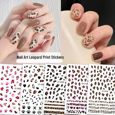 Nálepky na nehty s leopardím vzorem - Podzim/Zima DIY Samolepicí Decals