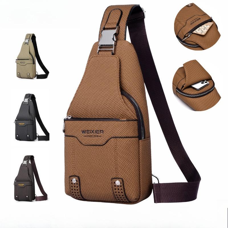 New Men's Fashion Crossbody Bag PU Leather Chest Bag, Handbag,Adjustable Shoulder Strap for Travel & Outdoor Activities