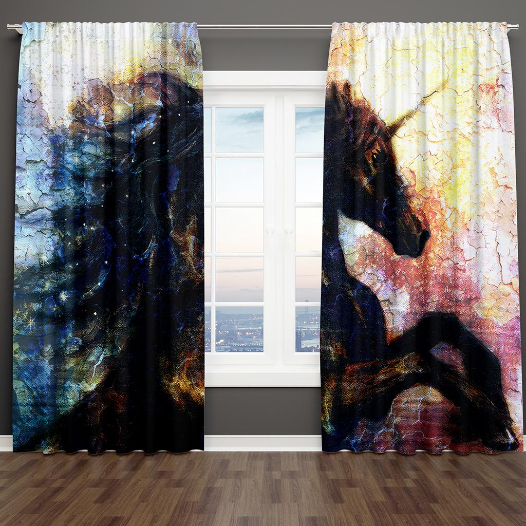 Classic Grey Black and White Yak Wild Animal 2 Pieces Shading Window Curtains for Living Room Bedroom Home Decor Hook