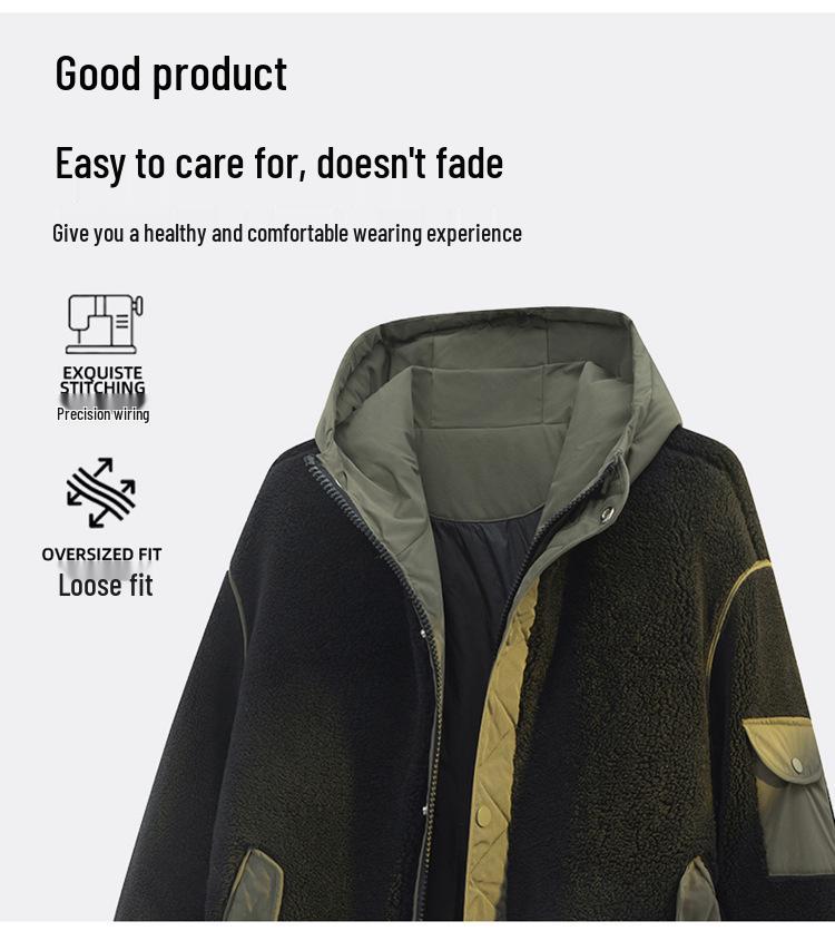 Men's Lambswool Cotton Winter Coat: Plus Velvet, Thickened, Plus Size, Youth Workwear Fleece Outerwear