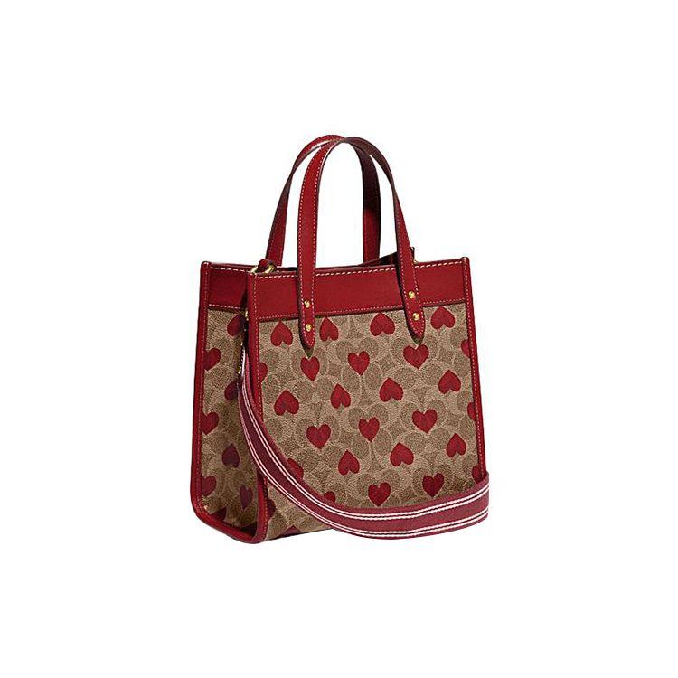 Coach Field 22 Classic Floral Print Tote Bag Women Tote Brown Red CF127-B4P22