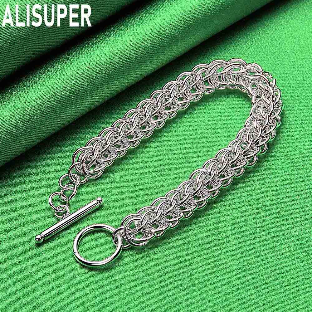925 Sterling Silver Interlocking Side Chain Bracelet - Elegant Gift Jewelry