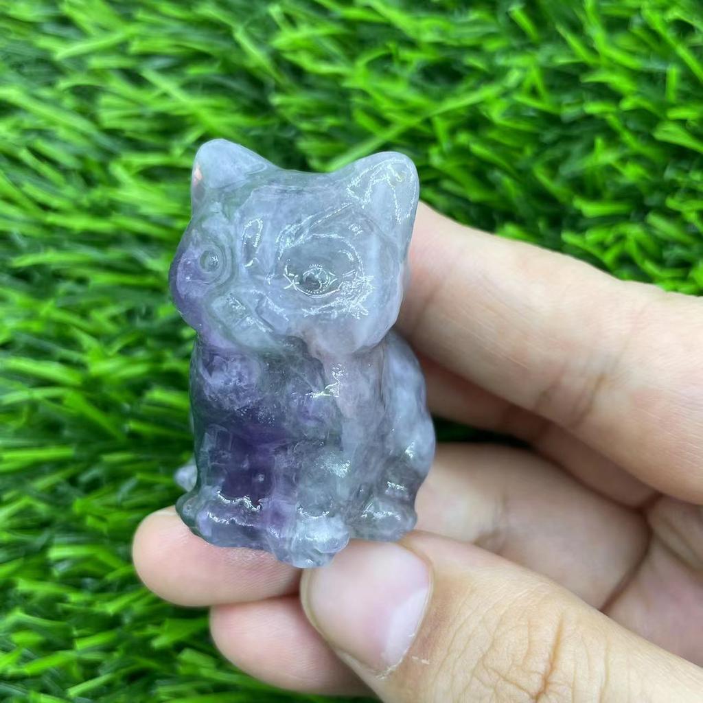 4cm Natural Stones Healing Gemstone Mini Size Carving Crafts Crystal Sitting Cats