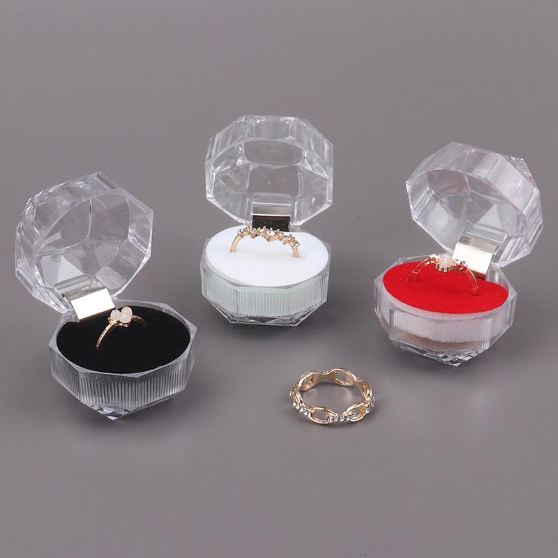 20PCS Acrylic Crystal Ring Boxes Storage Display Box Storage Organizer Case Clear Package Box for Wedding Jewelry Packaging