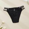 European & American Sexy Lace Thong: Floral Hollow Waistband, Rhinestone Adornment, Pure Cotton Crotch, Comfortable, Breathable Design.
