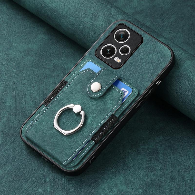 For Redmi Note 12 4G Leather Wallet Id Card Slot Ring Holder Case For Redmi Note 12 Turbo 12R 12 Pro Plus Stand Shockproof Cover