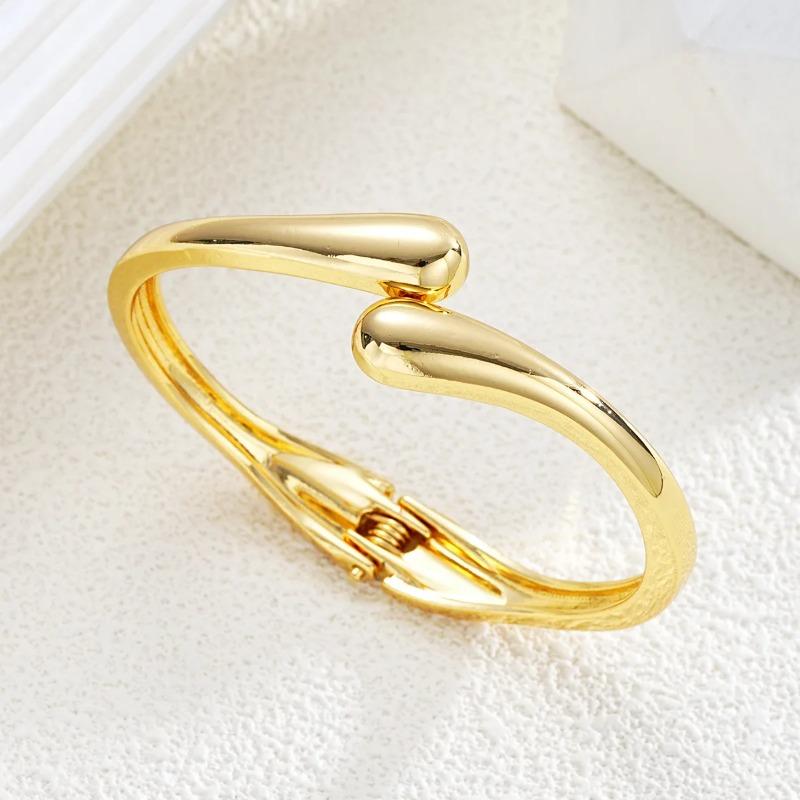 Exaggerate Individuality Metal Smooth Surface Water Drop Bangle for Woman Adjustable Bracelet Paty Daily Wear Jewelry Gifts