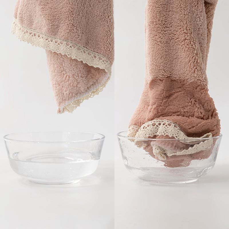 Coral Fleece Hand Towel With Bow Decor Hanging Kitchen Home Use Soft Absorbent