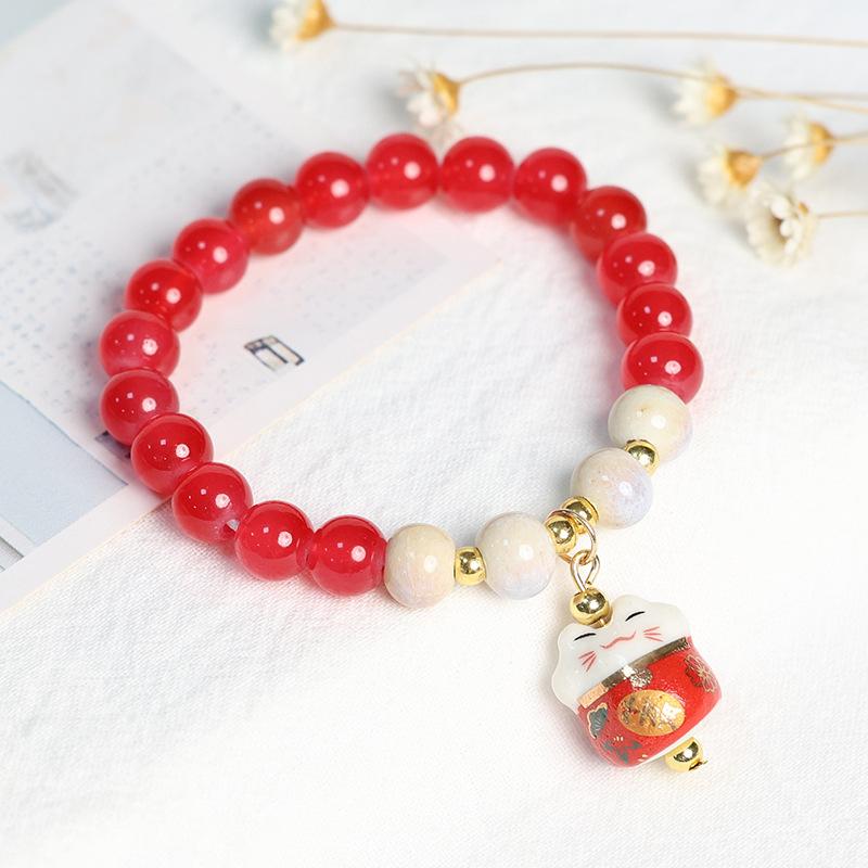 Boho Fortune Cat Charms Bracelet For Women Stretch Wire Couple Bracelet Jewelry Accessories Gifts