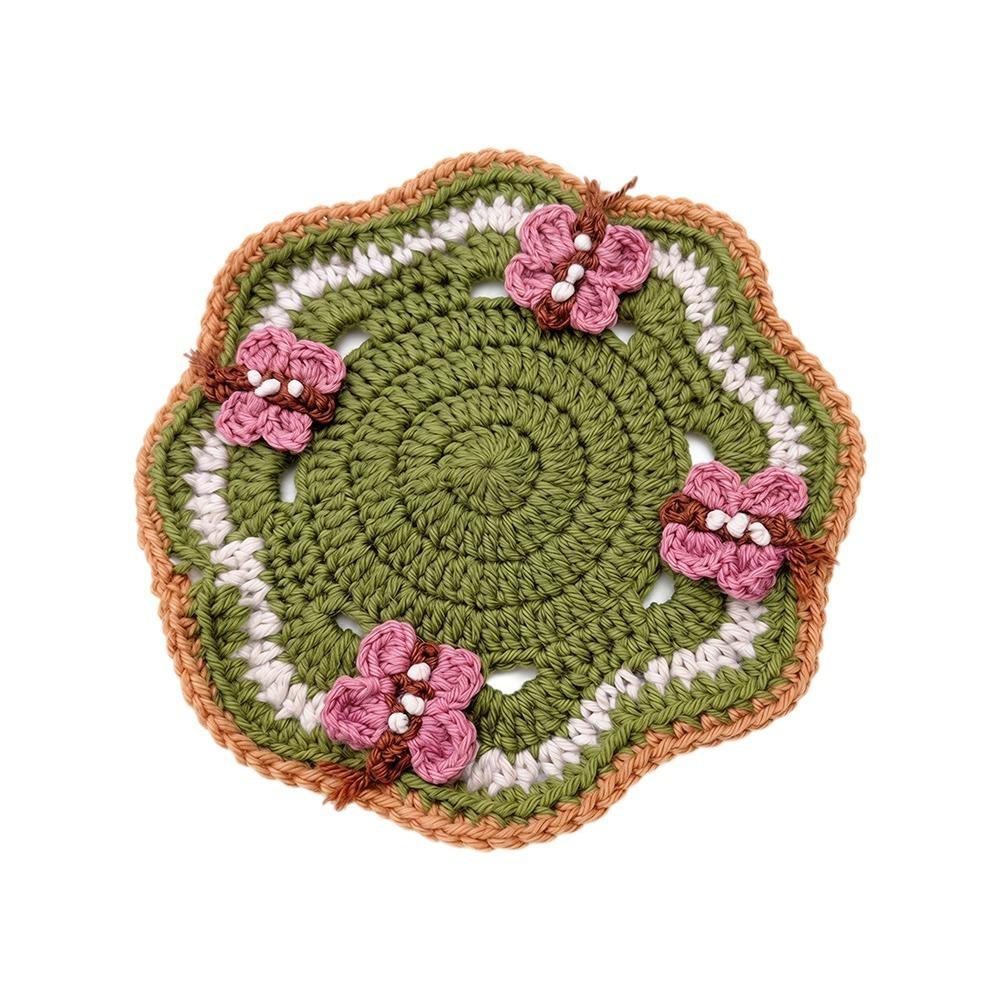 Decorative Dining Table Coaster Knitted Heat Insulation Mats  Table Setting зелёный