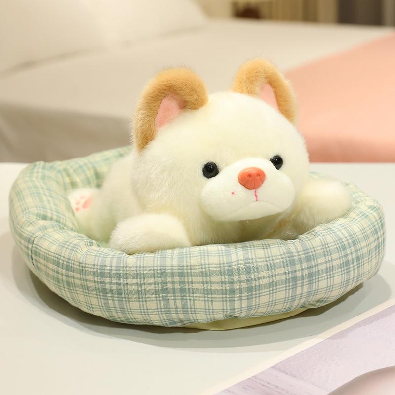 Cute Cartoon Dog Plush Toy Sleeping Animal Schnauzer Corgi Golden Retriever Doll Kawaii Room Decor Funny Xmas Gift For Girls