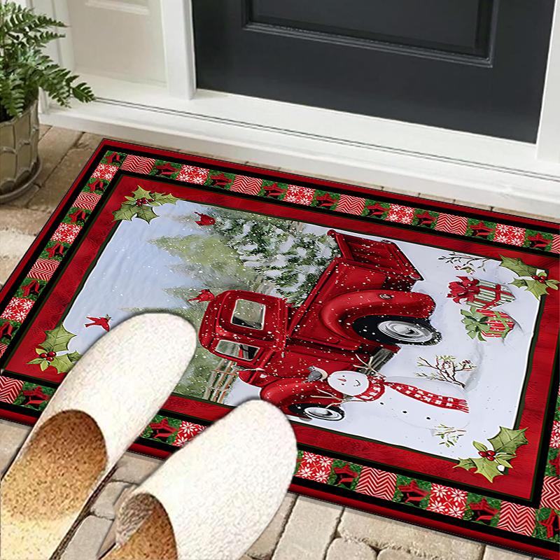 Christmas Vintage Truck Office Rug Chair Mat, Game Carpet, Suitable for Front Door, Bedroom, Living Room, Desk, Holiday Gift
