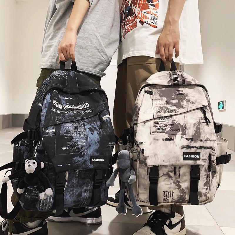 2025 New Schoolbag American High Street Large Capacity Trendy Men's Backpack Student Party High School Student Junior High School