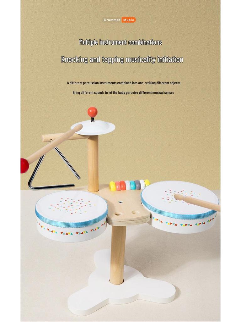 Montessori Wooden Multifunctional Drum Set for Kids - Cultivate Musical Talent with Five-Note Educational Toy
