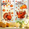 Festival Atmosphere Layout Supplies Thanksgiving Static Window Clings Cartoon Double Turkey Pumpkin Maple Leaf No‑Glue Seasonal Home Party