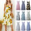 Stylish Boho Women's Summer Beach Midi Dress With Strappy Design And Button Pockets