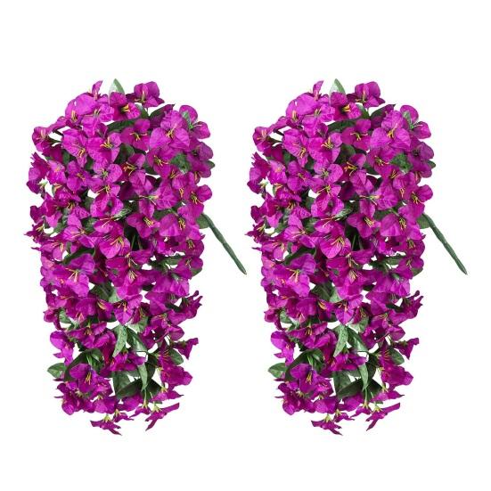 Artificial Bougainvillea Flower Faux Hanging Bougainvillea for Outside Long Trailing Vines Fake Flower for Door Porch Planter Urn Patio Balcony Decor