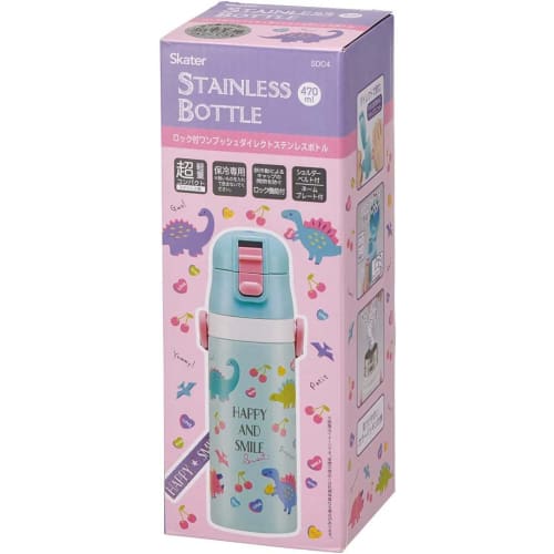 Skater Children's Stainless Steel Kids Water Bottle Direct Drinking 470ml Happy & Smile Girls SDC4