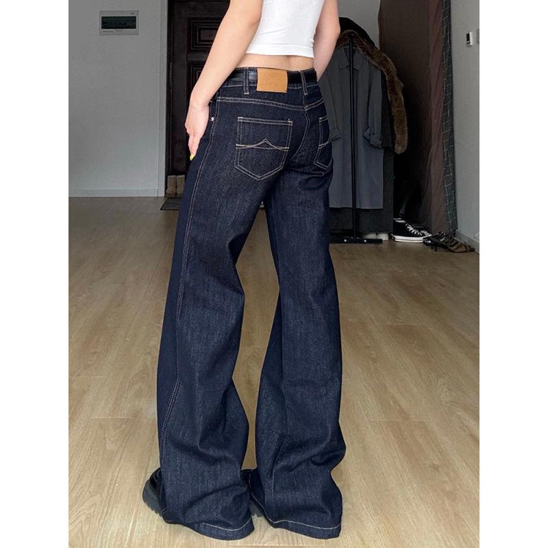 

Plus-Size American Retro High-Waisted Micro-Flare Jeans – Trendy, Comfortable, Casual Denim Pants XS темно-синий
