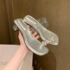Fashion Slippers Casual Butterfly-Knot Glitter Slides Shoes Square Heel Transparent Heel Luxury Jelly Block Summer Crystal Scandals Butt