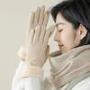Gloves Winter Women'S Velvet Thickened Warm Cute Lady Cycling Cold And Windproof Suede Touch Screen Luggage
