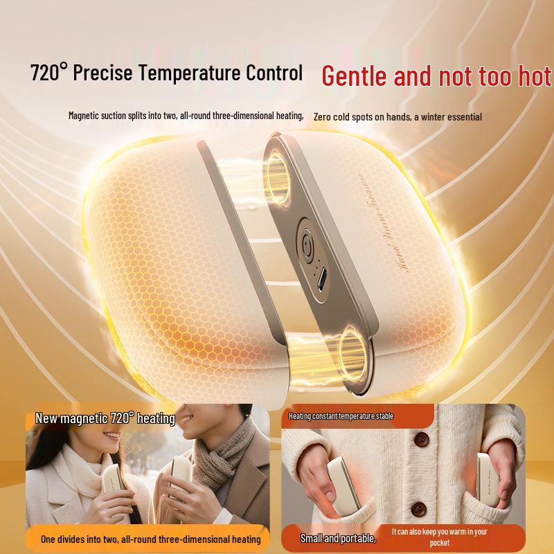 2025 Dual Magnetic 2-in-1 Rechargeable Hand Warmer: Mini, Separable, Self-Heating Gift for Girls