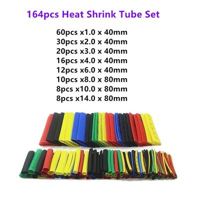164pcs Thermoresistant Heat Shrink Tube Kit 2:1 Shrinking Tubing Assorted Pack Wire Cable Wrapping Insulation Sleeving