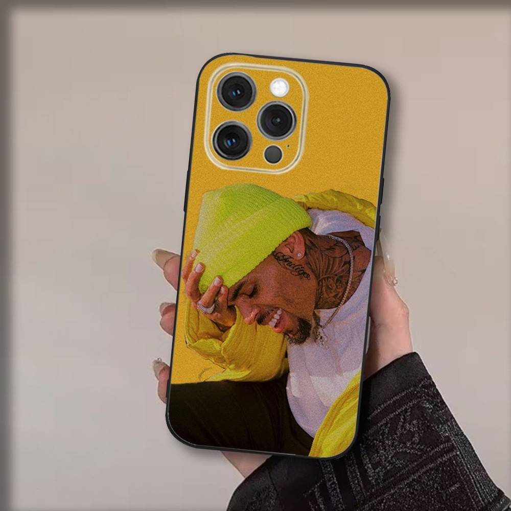 Singer C-Chris Browns Phone Case For iPhone 17,16,15,14,13,12,11,Pro,Max,Plus,Air,X,XS,XR,SE,8,7,Mini,Soft Black Funda