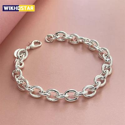 925 Sterling Silver Bracelet Buckle Basic Chain Charm Exquisite Women Fashion Wedding Party Gift Jewelry