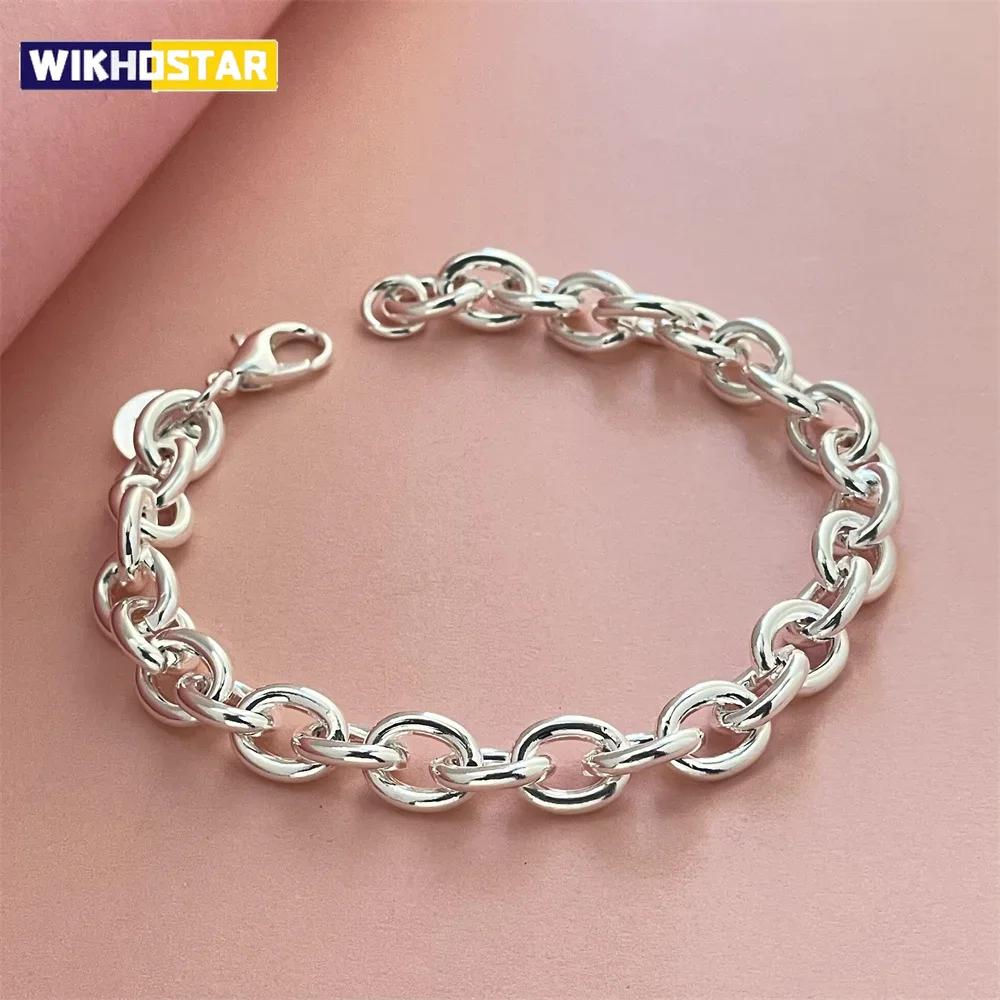 925 Sterling Silver Bracelet Buckle Basic Chain Charm Exquisite Women Fashion Wedding Party Gift Jewelry