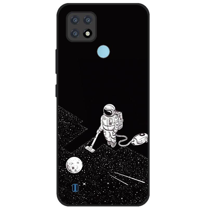 Para OPPO Realme C21Y Capa Série COOL Preto Capa de Silicone Macia para Cases de Telefone Realme C21 C25 C25s Protetora Realmi C 21 Y Capa