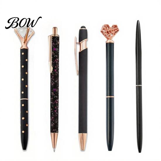Sturdy Pocket Clip Pen 5PCS Metal Diamond Ballpoint Pens, with Sparkling Rhinestone Decor, Luxury Glitter Writing Smooth Press Mechanism Pen, for Kids