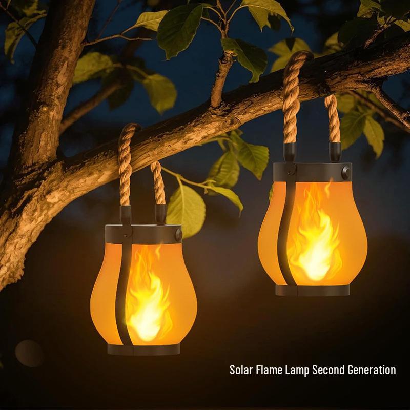 Second Gen USB-Rechargeable Solar Flame Lantern for Garden & Camping