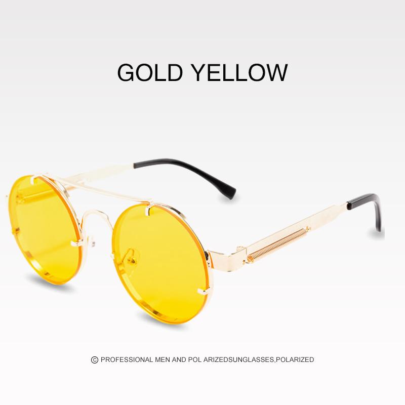 Vintage Steampunk Sunglasses UV400 Protection Round Metal Frame Punk Style Shades for Men Women
