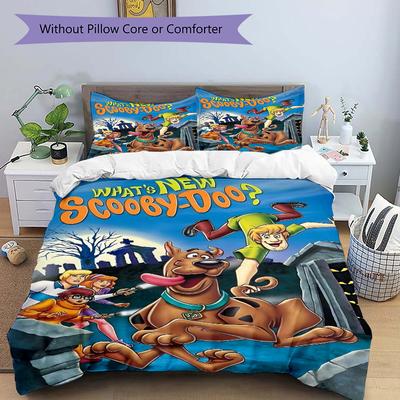 3-teiliges Scooby Doo Cartoon Design Bettwäsche-Set - Weiche und gemütliche Schlafzimmer-, Gästezimmer- und Wohnheim-Dekorative Bettwäsche 3-teiliges Set 1 Bettbezug + 2 Kissenbezüge