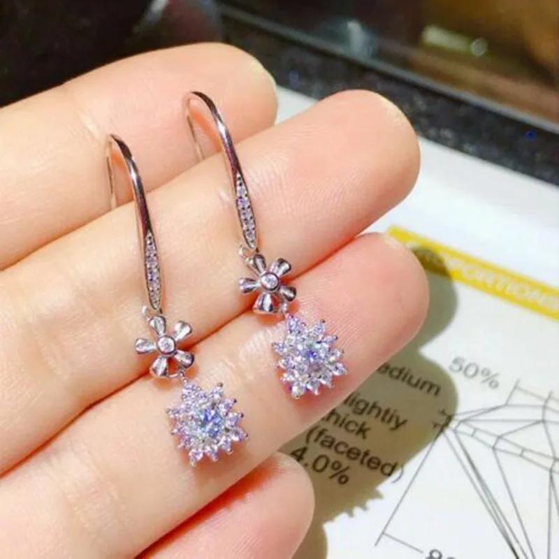 

New Trendy Small Fresh Flower Pendant Earrings with Elegant and Simple Temperament, Zircon Versatile Birthday Gift Accessories