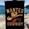 Cowboy hat with red ribbon pattern polyester microfiber beach towel is highly absorbent, suitable for swimming and beach outings