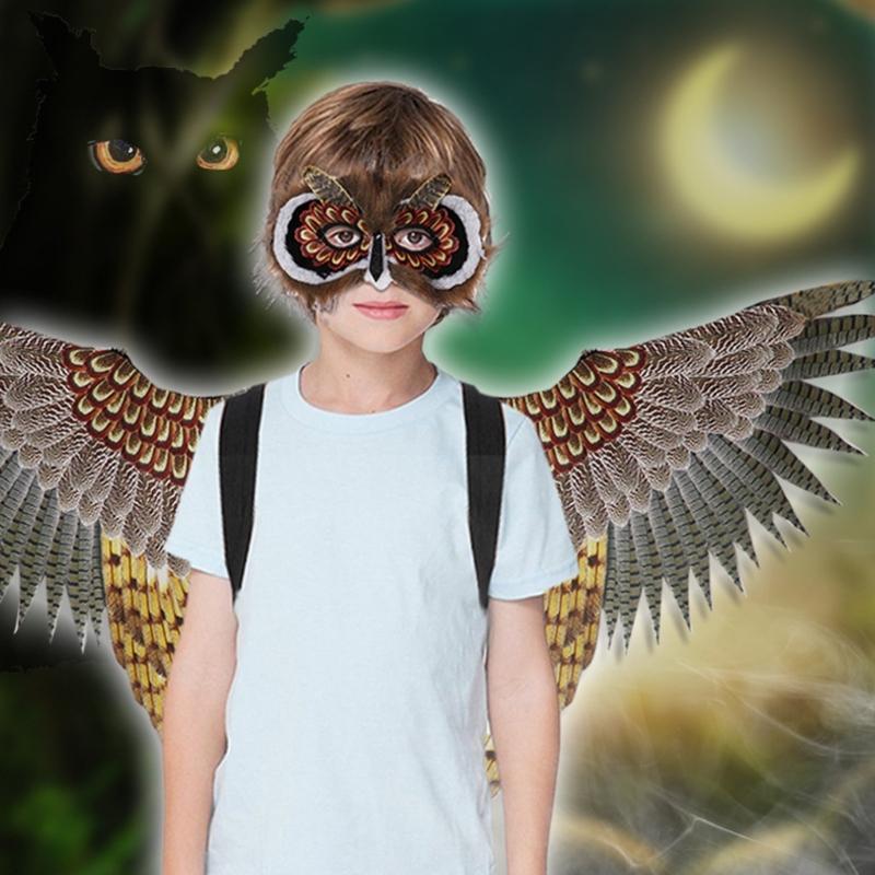 Birds Costume Set Owl Mask Owl Wing Animal Owl Costume Set Owl Half Face Mask Halloween Mask Party Favors for Kids