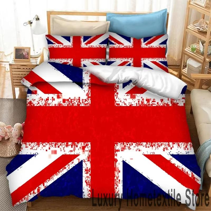 New 3D Print Britain United Kingdom Flag Bedding Set Double Twin King Duvet Cover Comforter Pillowcase Boys Girls Adults Bedroom