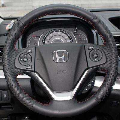 Pentru Honda CR-V CRV 2012 2013 2014 2015 2016 Capac negru din piele cusut manual, antiderapant, pentru volanul mașinii