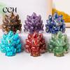 Nine-tailed Fox Ornament Natural Stone Foxes Figurine Positive Healing Energy Hand-carved Colorful Faux Collectible Toy Crystal Sitting Animal Statue