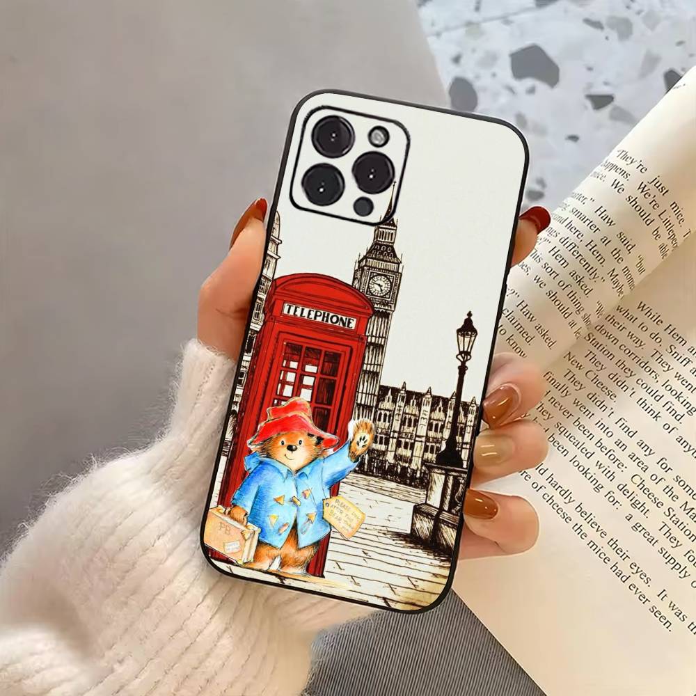 Cute P-Paddington B-BearS  Phone Case For iPhone 17,16,15,14,13,12,11 Plus,Pro Max,XS,Soft Silicone Black Cover