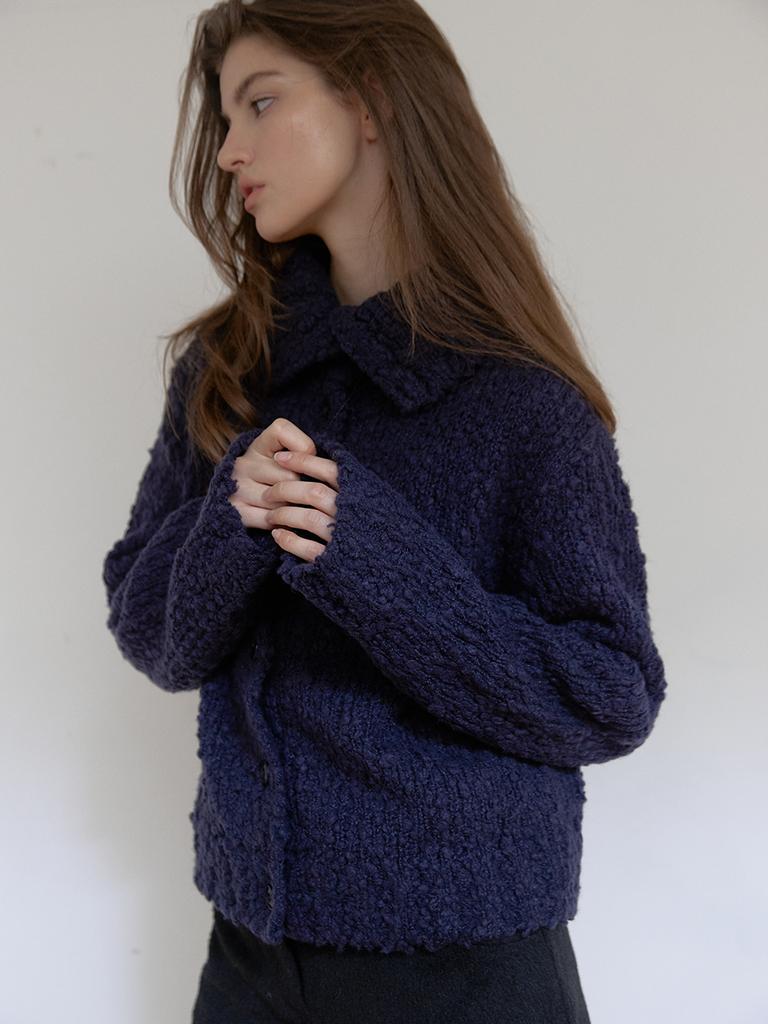 Asula Cozy Highneck Cardigan (Navy)