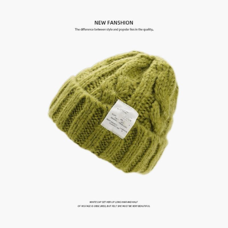 Fisherman knitted hat children autumn and winter plush retro wool hat warm ear protection big head circumference cold hat men's headgear hat